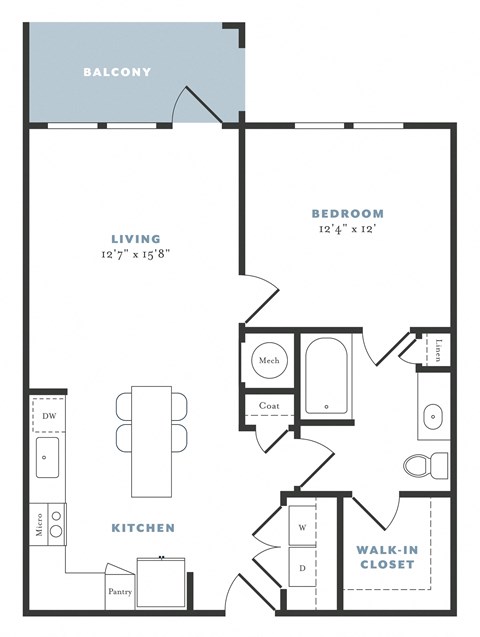 Alexan Gruene Crossing Apartments in New Braunfels, Texas A1 Floor Plan